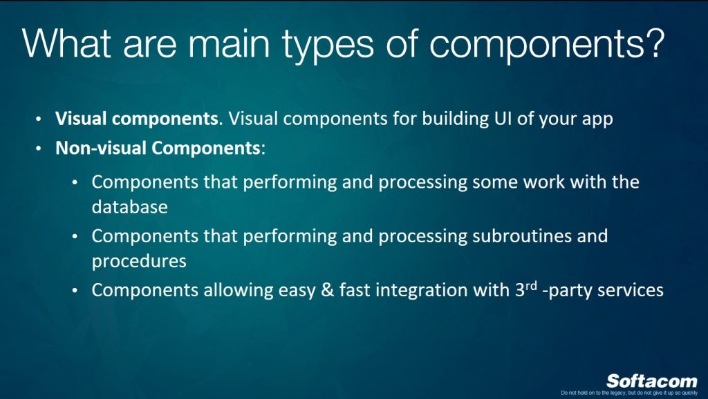 what are main types of software components