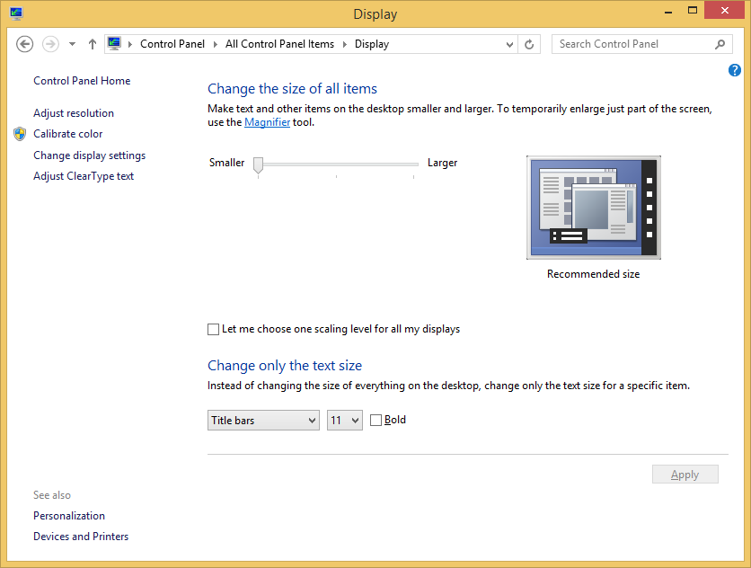 HiDPI Settings in Windows 8.1