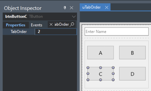 Third control on a parent control have Tab Order 2