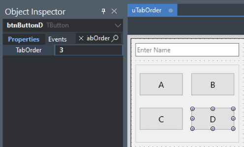 Fourth control on a parent control have Tab Order 3